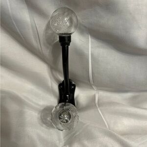 Elegant Black metal, with etched clear glass Wall Hook